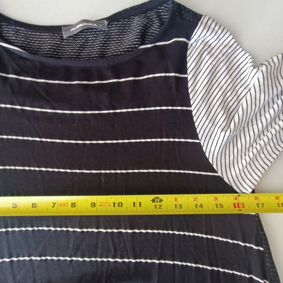 Alembika Black and White Striped Polka Dot Maxi Dress Cotton Viscose Size 8 - Picture 6 of 12